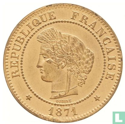 Frankrijk 5 centimes 1871 (A) (middelgrote A ) - Afbeelding 1