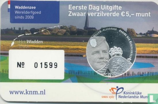 Pays-Bas 5 euro 2016 (coincard - premier jour d'émission) "Wadden sea" - Image 2