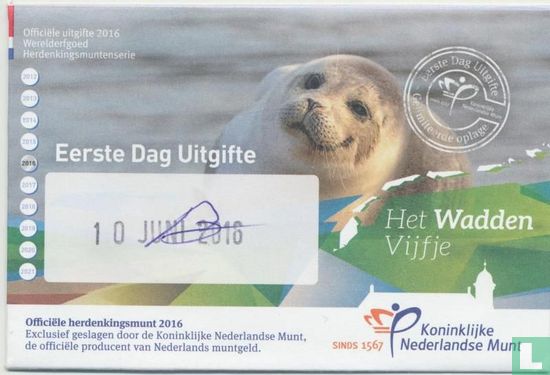 Niederlande 5 Euro 2016 (Coincard - erste Tag Ausgabe) "Wadden sea" - Bild 3