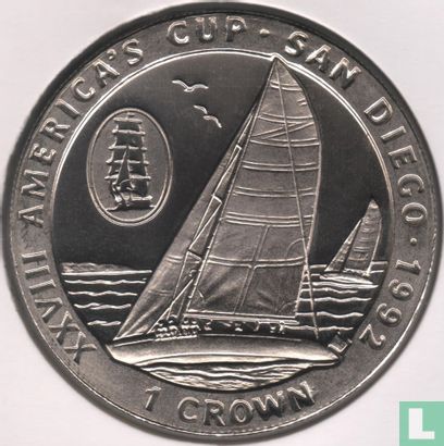 Isle of Man 1 crown 1992 "America's Cup - San Diego" - Image 2