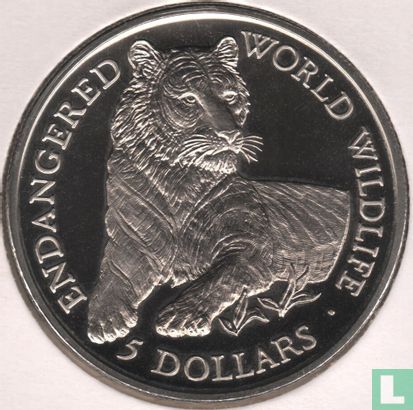 Cook Islands 5 dollars 1990 "Tiger" - Image 2