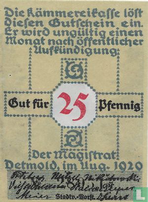 Detmold, Stadt - 25 Pfennig 1920 - Afbeelding 2