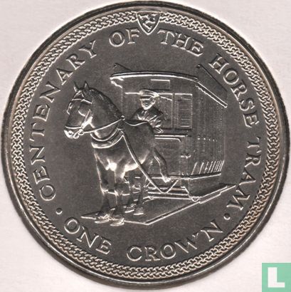 Insel Man 1 Crown 1976 (Kupfer-Nickel) "100th anniversary of the Horse Tram" - Bild 2