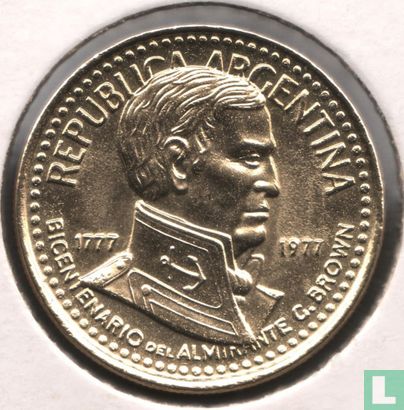 Argentine 10 pesos 1977 "200th anniversary Birth of admiral Guillermo Brown" - Image 2