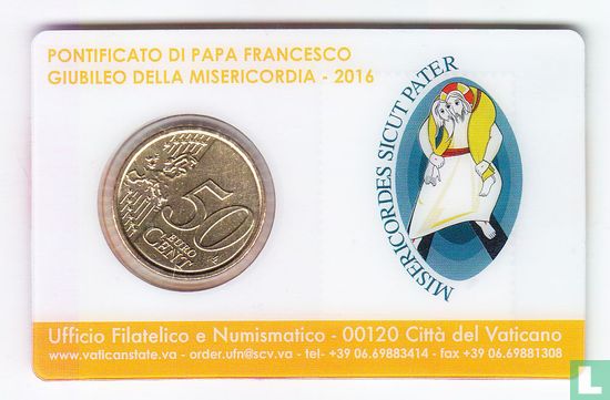 Vatican 50 cent 2016 (stamp & coincard n°12) - Image 2