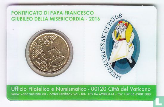 Vatican 50 cent 2016 (stamp & coincard n°10) - Image 2