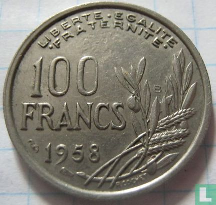 Frankrijk 100 francs 1958 (met B) - Afbeelding 1
