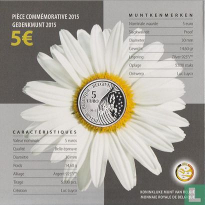 België 5 euro 2015 (PROOF - folder) "Marguerite de Riemaecker - Legot" - Afbeelding 3