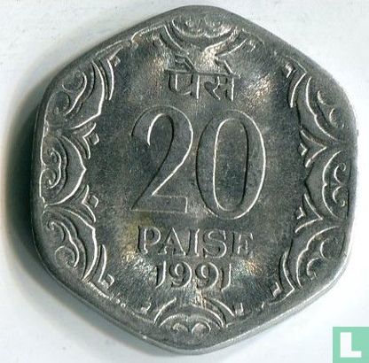India 20 paise 1991 (Calcutta) - Image 1