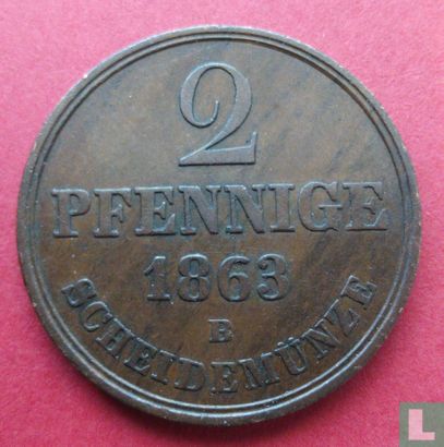 Hanovre 2 pfennige 1863 - Image 1
