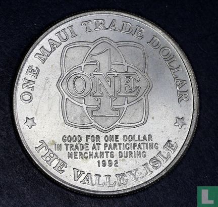 USA - Hawaii  1 Maui Trade dollars  1992 - Image 2
