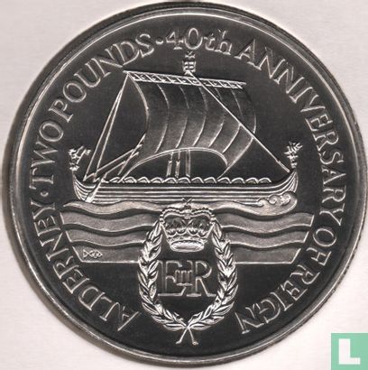 Alderney 2 pounds 1992 "40th anniversary Accession of Queen Elizabeth II" - Afbeelding 2