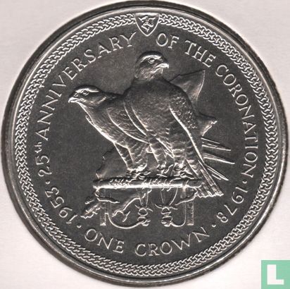 Île de Man 1 crown 1978 (cuivre-nickel) "25th Anniversary of the Coronation of Queen Elizabeth II" - Image 1