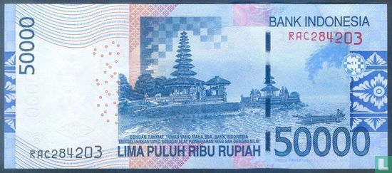 Indonésie 50.000 Rupiah 2016 (P152f1) - Image 2