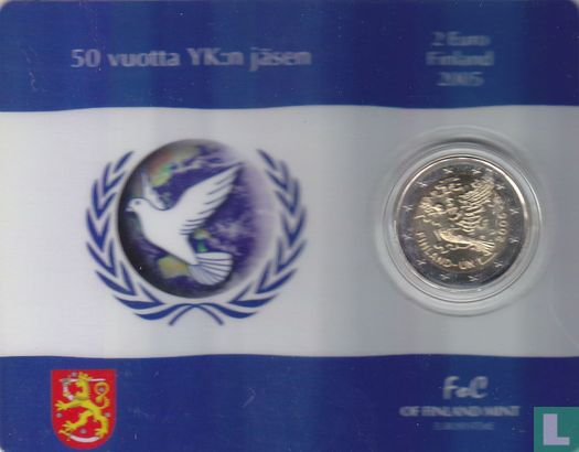 Finland 2 euro 2005 (coincard) "60th anniversary of the UN and 50-year Finnish EU membership" - Afbeelding 1