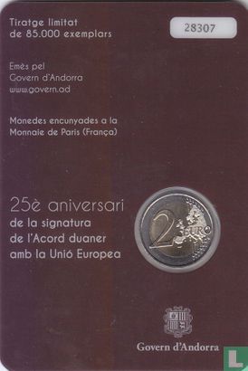 Andorra 2 euro 2015 (coincard - Govern d'Andorra) "25th anniversary of the Signature of the Customs Agreement with the European Union" - Image 2