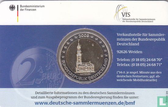 Duitsland 2 euro 2008 (coincard - J) "St. Michaelis Church Hamburg" - Afbeelding 1