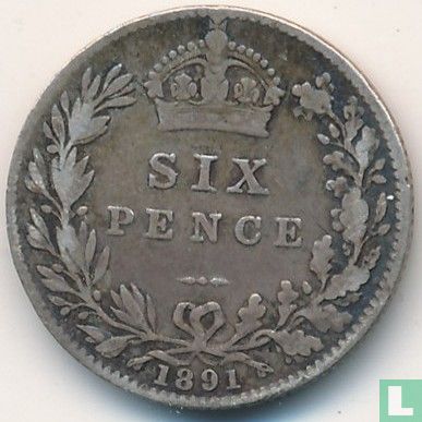 Verenigd Koninkrijk 6 pence 1891 - Afbeelding 1