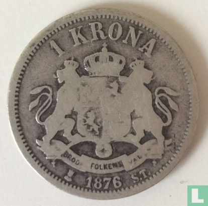Sweden 1 krona 1876 - Image 1
