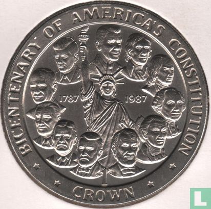 Isle of Man 1 crown 1987 "Bicentenary of United States Constitution" - Image 2