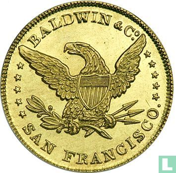 USA  10 dollars - California Gold, Baldwin & Co.   1850 - Afbeelding 2