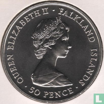 Falklandinseln 50 Pence 1980 "80th Anniversary of Queen Mother" - Bild 2