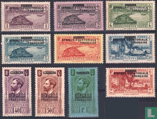 Gabon timbres avec surcharge