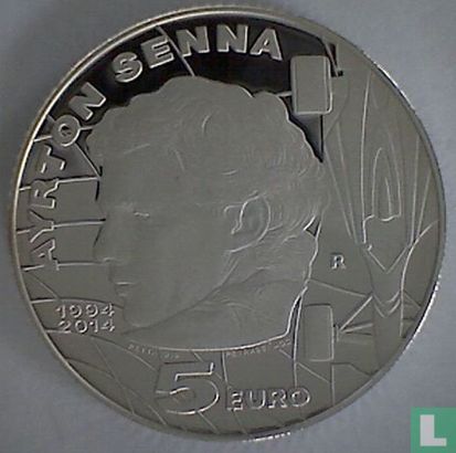 San Marino 5 euro 2014 (PROOF) "20th anniversary of the Death of Ayrton Senna" - Image 1