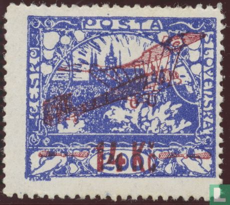 Allegory airmail with overprint