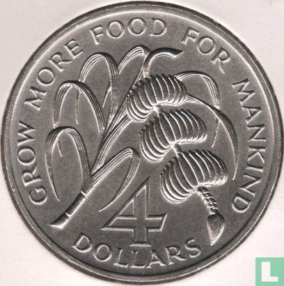 Barbade 4 dollars 1970 "FAO - Inauguration of the Caribbean development bank" - Image 2