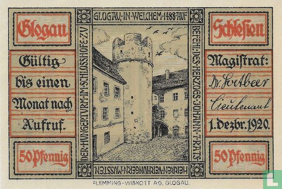 Glogau, Stadt - 50 Pfennig 1920 - Afbeelding 1
