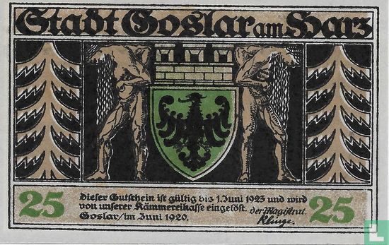Goslar, Stadt - 25 Pfennig 1920 - Afbeelding 1