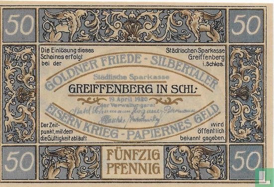 Greiffenberg, Stadtsparkasse - 50 Pfennig 1920 - Afbeelding 1