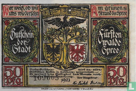 Fürstenwalde, Stadt - 50 Pfennig (1) 1921 - Afbeelding 1