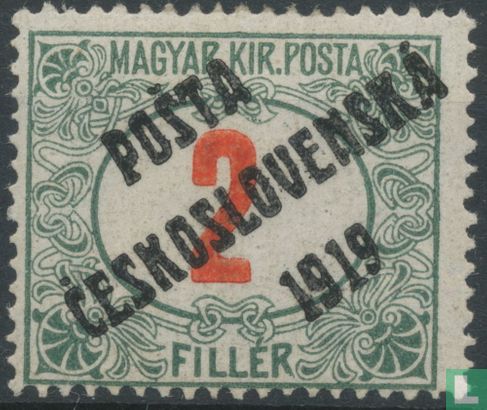 Hungarian postage due stamp with overprint