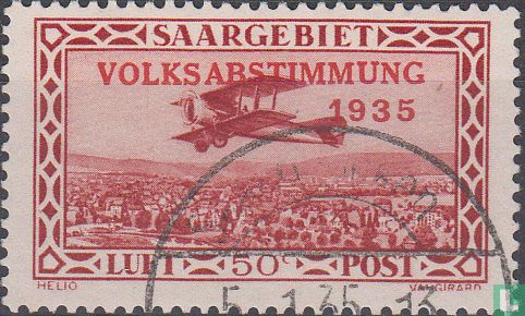 Poste aérienne avec surcharge "VOLKSABSTIMMUNG 1935" - Image 1