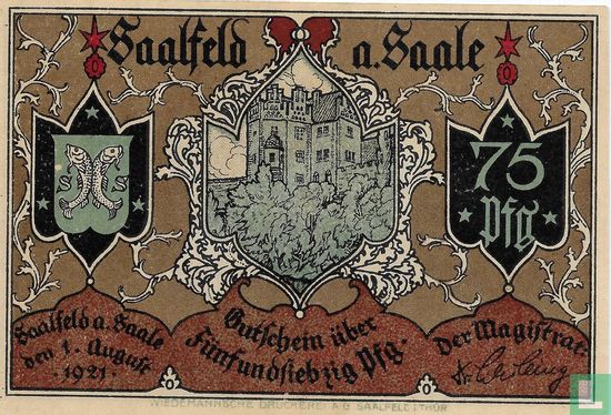 Saalfeld, Stadt - 75 Pfennig (1) 1921 - Bild 1