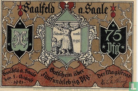 Saalfeld, Stadt - 75 Pfennig (3) 1921 - Bild 1