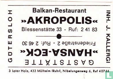 "Akropolis" - "Hansa-Eck" - J. Kallergi