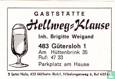 Gaststätte Hellweg=Klause - Brigitte Weigand