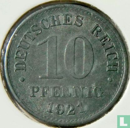 Empire allemand 10 pfennig 1921 (zinc) - Image 1