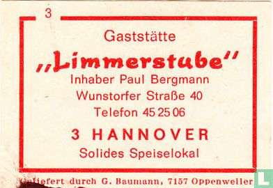 Gaststâtte "Limmerstube" - Paul Bergmann