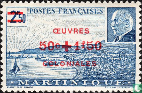 Fort-de-France und Pétain, mit Aufdruck