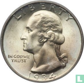 Verenigde Staten ¼ dollar 1934 (zonder letter) - Afbeelding 1