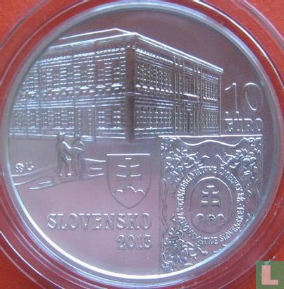 Slovakia 10 euro 2013 "150th anniversary of the scientific and cultural institution Matica" - Image 1