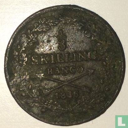 Suède 1/3 skilling banco 1836 - Image 1