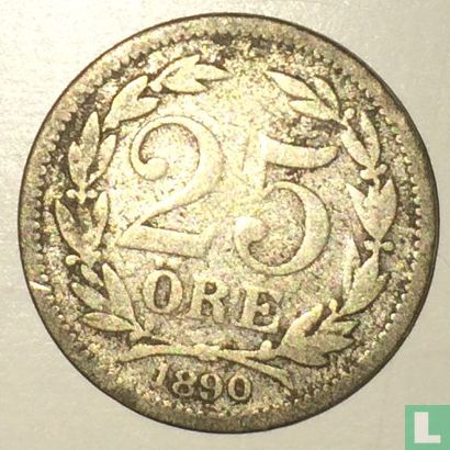 Zweden 25 öre 1890 - Afbeelding 1