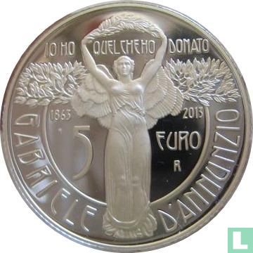 Italië 5 euro 2013 "150th anniversary of the birth of Gabriele D'Annunzio" - Afbeelding 1