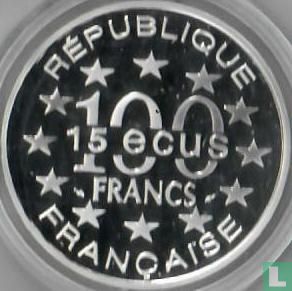 France 100 francs / 15 écus 1993 (PROOF) "Brandenburg Gate" - Image 2