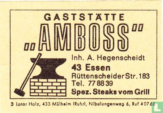 Gaststätte Amboss - A. Hegenscheidt